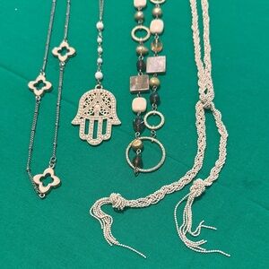 Set of 4 Gold and Cream Women's Necklaces